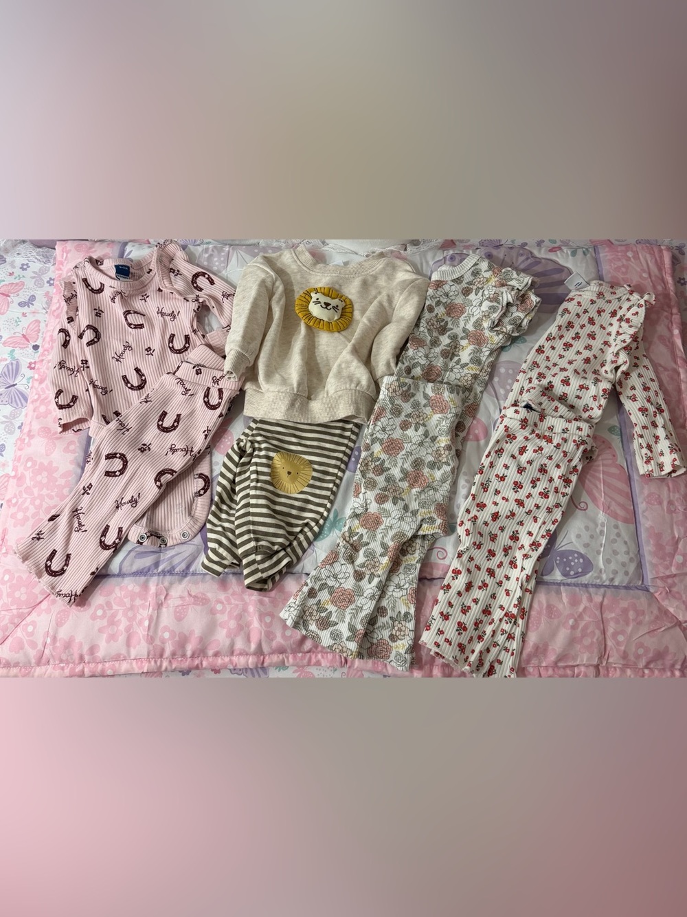 Mixed Girls set bundle. Pink, Cream, Floral, Stripe